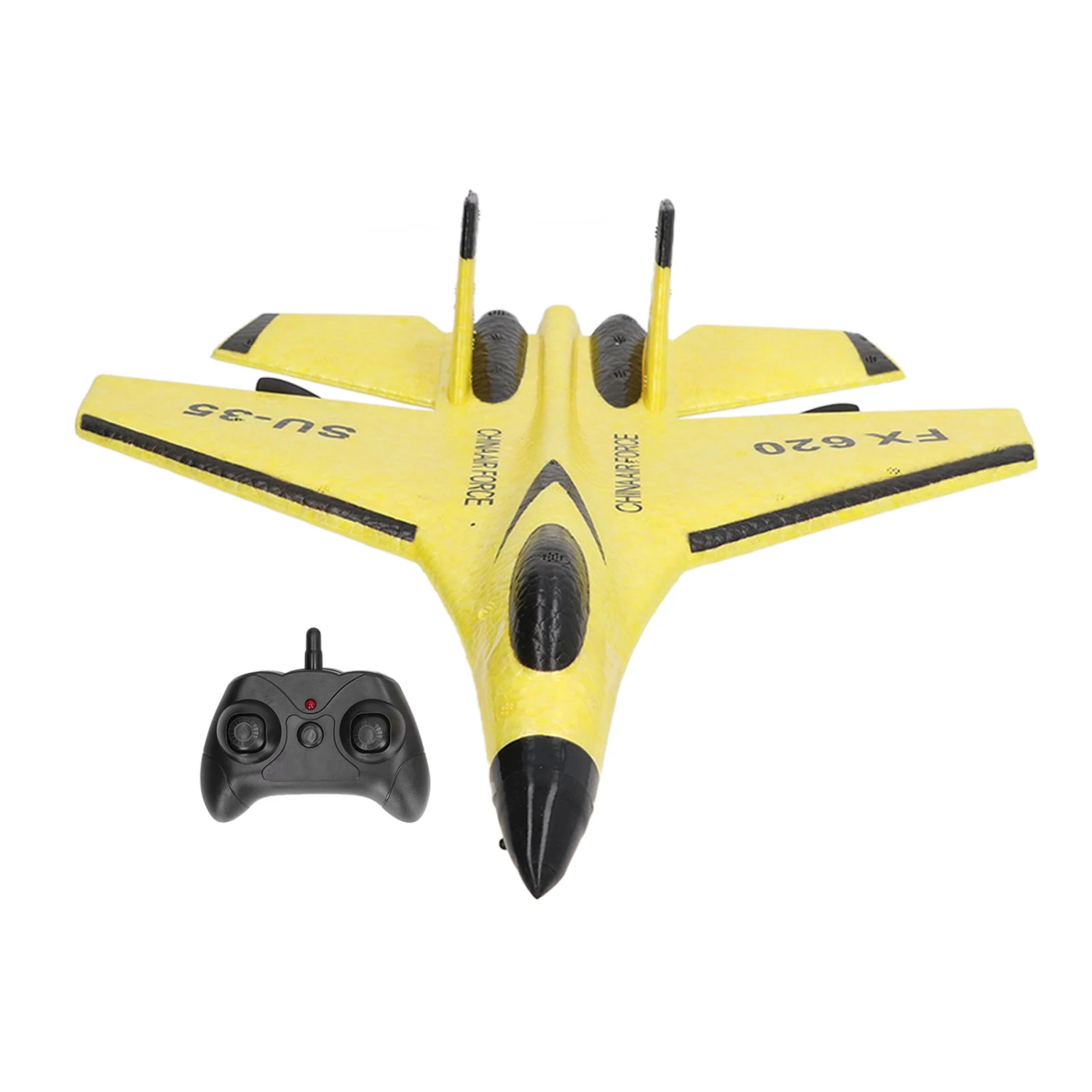 2.4G Foam RC Aircraft Model Electric High Speed Long Life Lightweight Toy Airplane with Light for Kids Boys Yellow