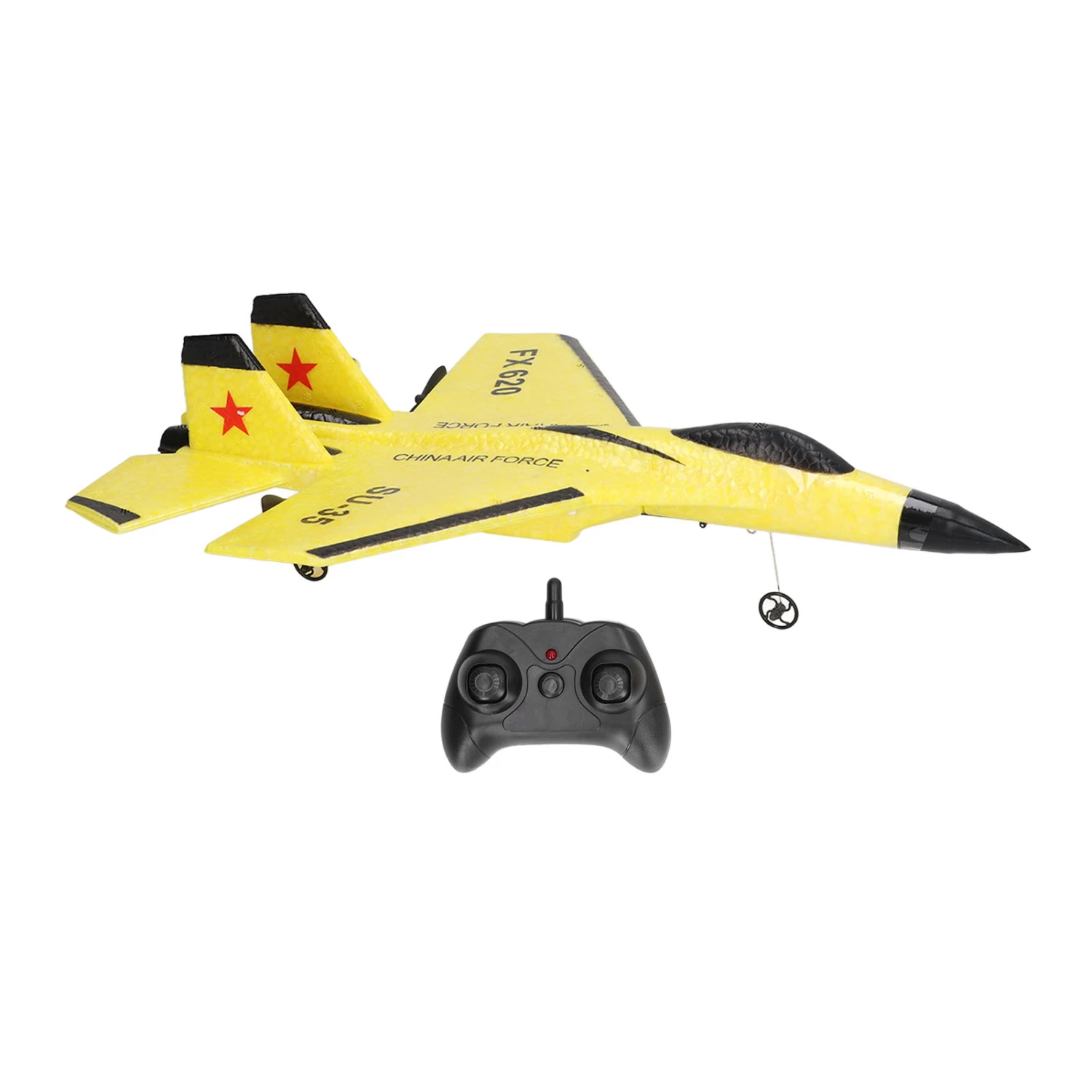 2.4G Foam RC Aircraft Model Electric High Speed Long Life Lightweight Toy Airplane with Light for Kids Boys Yellow