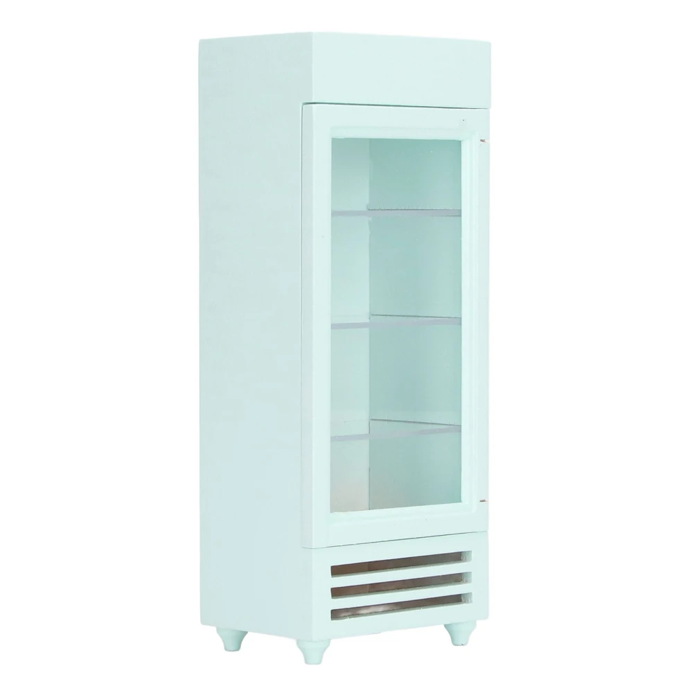 Dollhouse Vertical Refrigerator 1:12 Wood High Simulation Stimulate Bright Color Doll House Vending Machine for DIY Mint Green