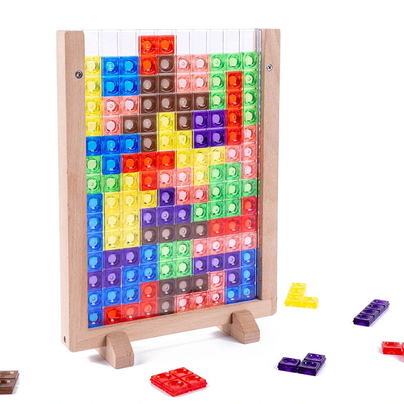 Colorful 3D Blocks Game Intelligence Colorful Blocks Puzzle Board 3D Transparent Brain Teaser Toy Transparent Blocks