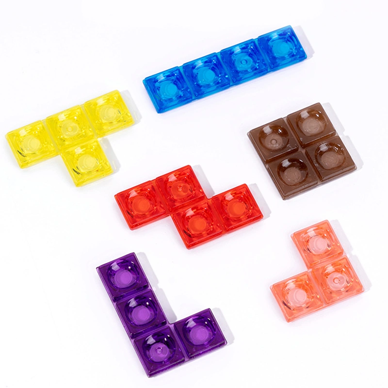 Colorful 3D Blocks Game Intelligence Colorful Blocks Puzzle Board 3D Transparent Brain Teaser Toy Transparent Blocks