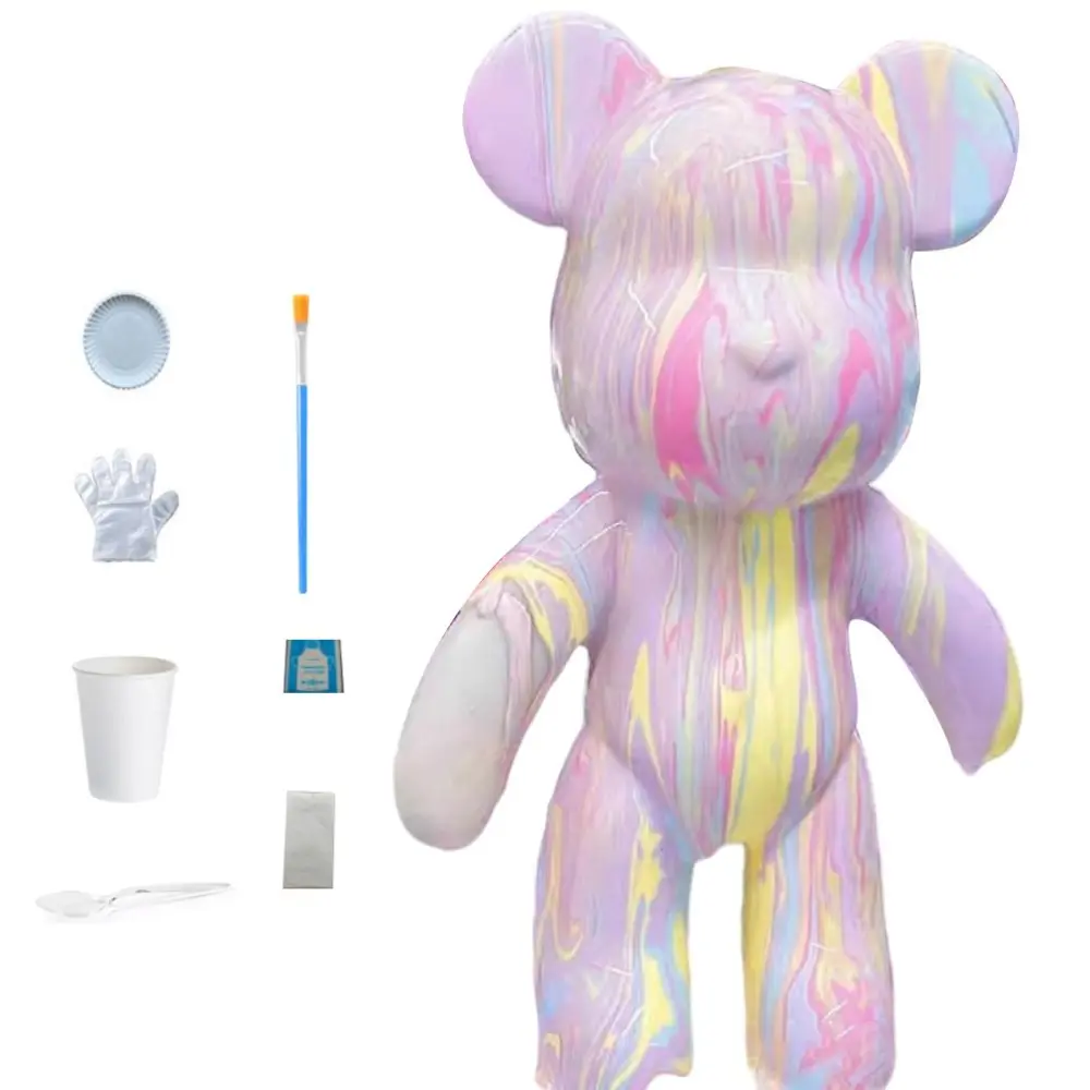 Vinyl Bear Statue DIY Painting Kit Home Office Desktop Ornament Craft Gifts