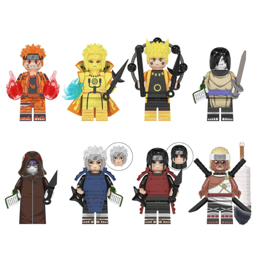 8Pcs Mini Anime Figures Set Building Block Toys Collection Figurines Party Favors Supplies Birthday Gifts