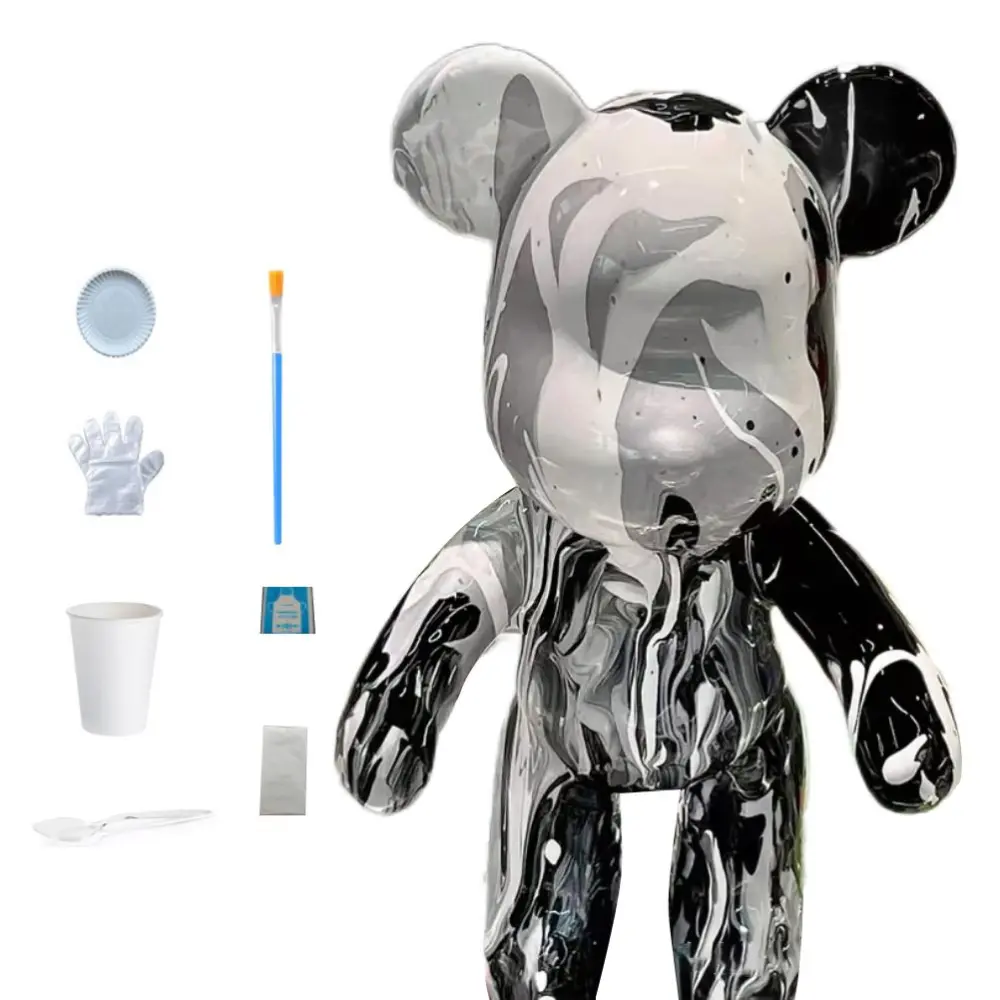 Vinyl Bear Statue DIY Painting Kit Home Office Desktop Ornament Craft Gifts