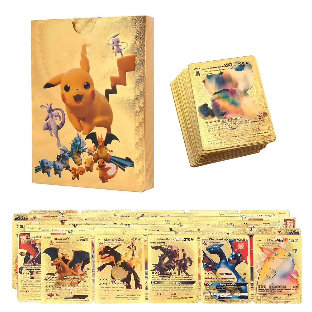 Anime Cards Set Gold Foil Cards Cartoon Game Cards Kids Trading Cards Board Game Cards Collectible Cards Gifts for Kids