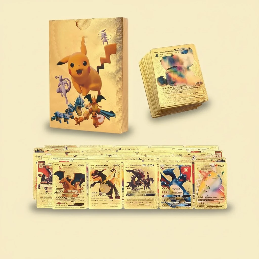 Anime Cards Set Gold Foil Cards Cartoon Game Cards Kids Trading Cards Board Game Cards Collectible Cards Gifts for Kids