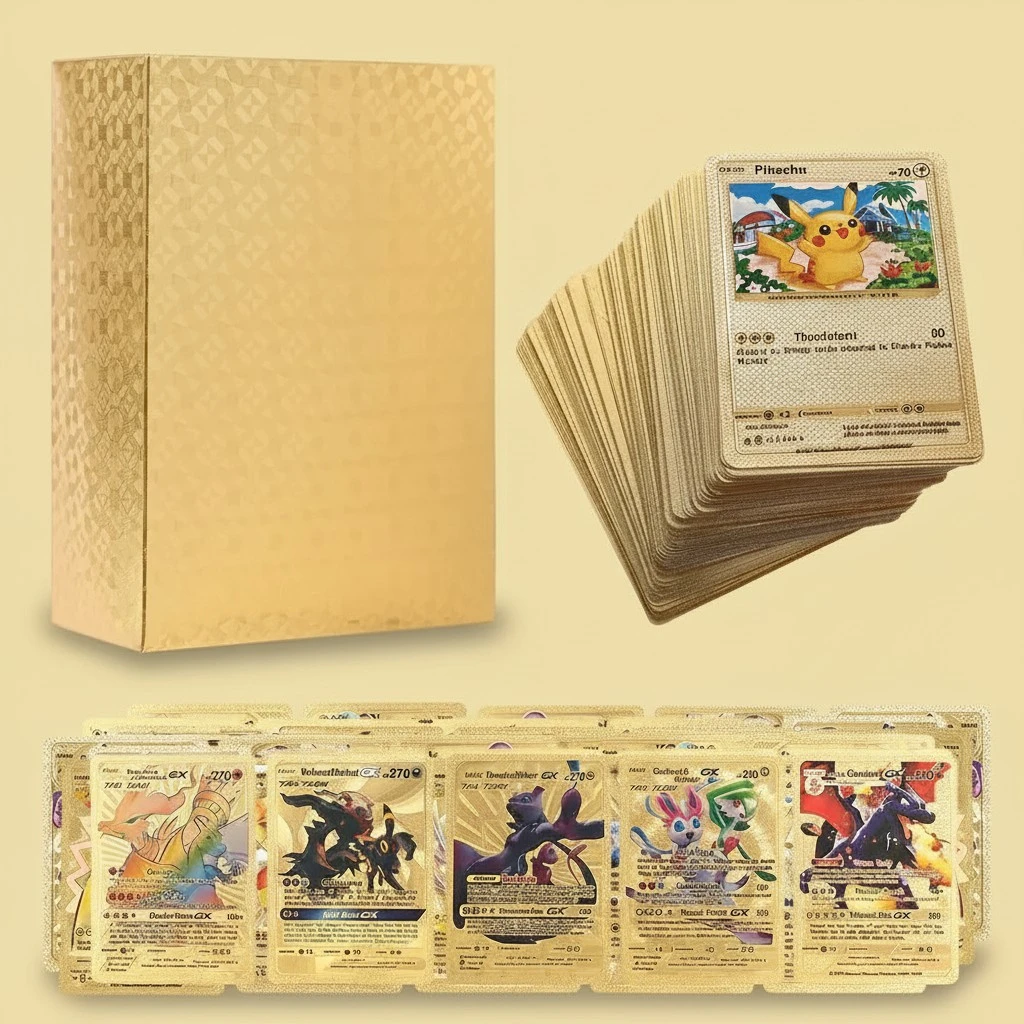 Anime Cards Set Gold Foil Cards Cartoon Game Cards Kids Trading Cards Board Game Cards Collectible Cards Gifts for Kids