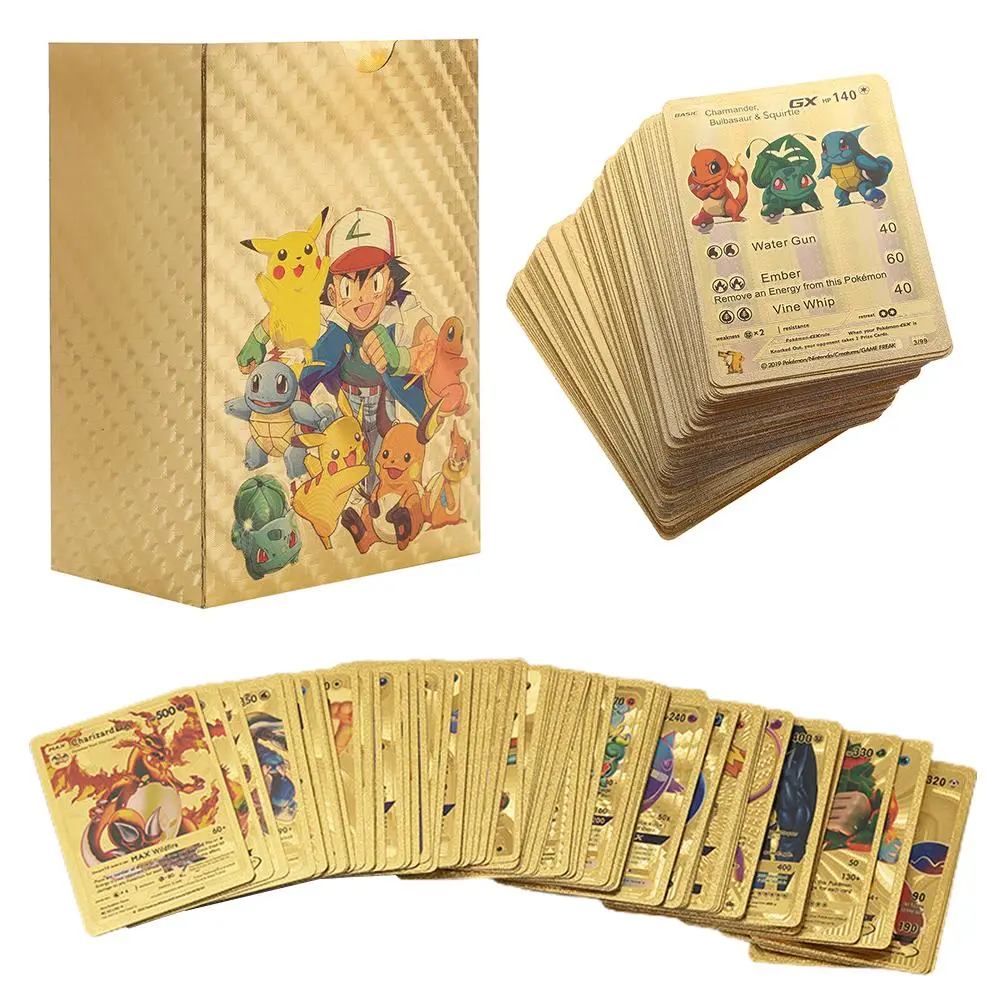 Anime Cards Set Gold Foil Cards Cartoon Game Cards Kids Trading Cards Board Game Cards Collectible Cards Gifts for Kids