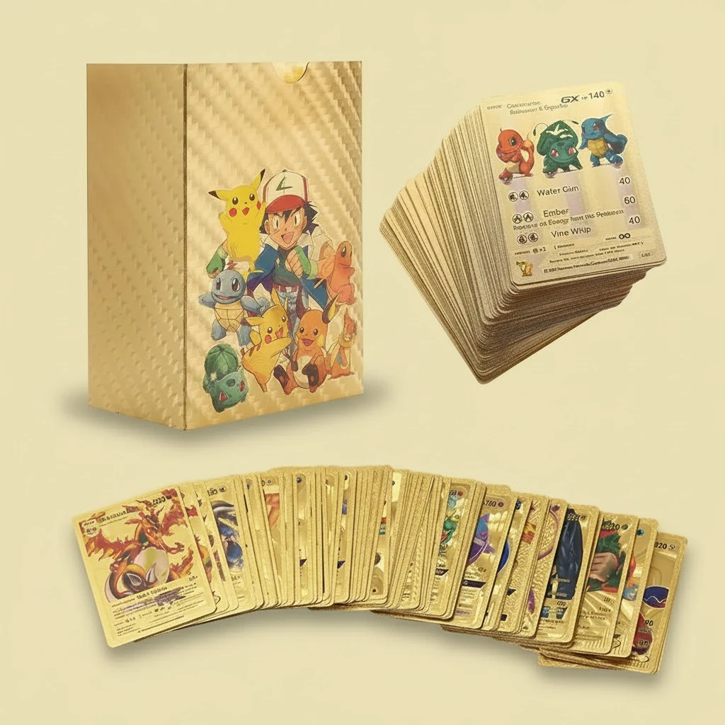 Anime Cards Set Gold Foil Cards Cartoon Game Cards Kids Trading Cards Board Game Cards Collectible Cards Gifts for Kids