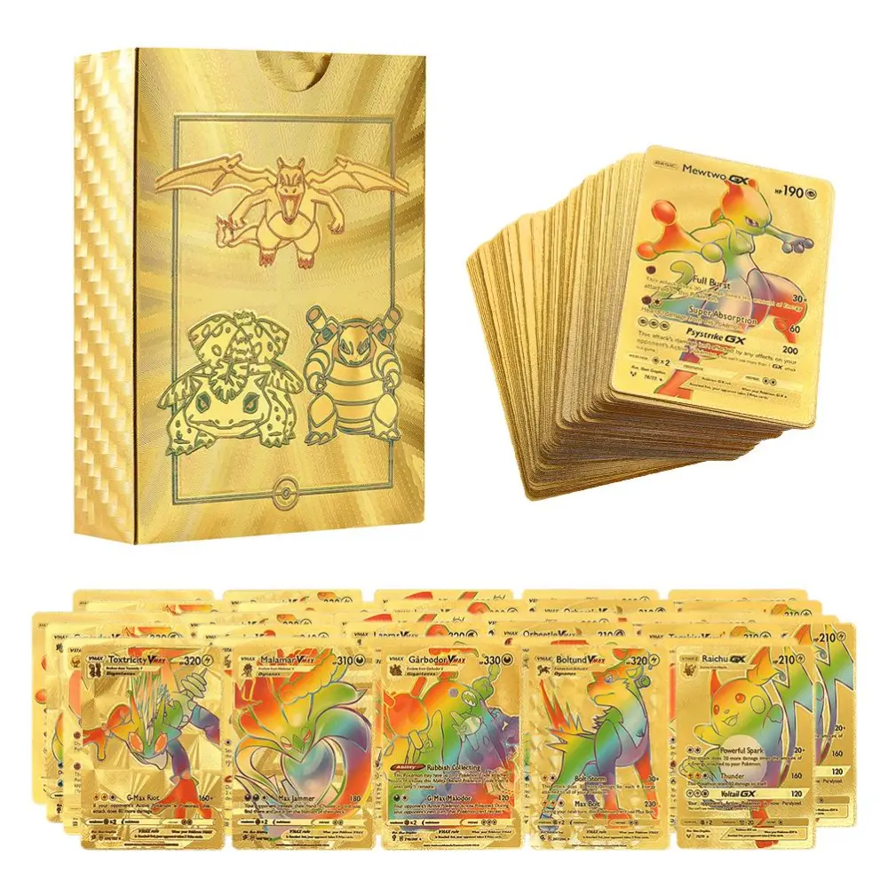 Anime Cards Set Gold Foil Cards Cartoon Game Cards Kids Trading Cards Board Game Cards Collectible Cards Gifts for Kids