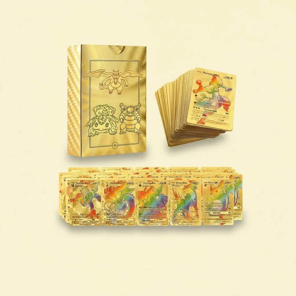 Anime Cards Set Gold Foil Cards Cartoon Game Cards Kids Trading Cards Board Game Cards Collectible Cards Gifts for Kids