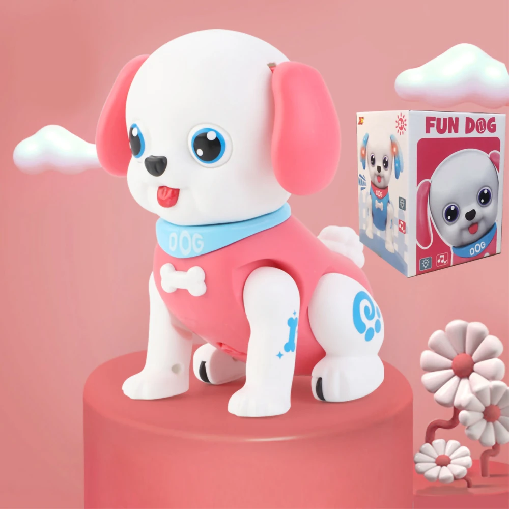 Robot Dog Toy Walking Barking with Light Electronic Dog Pet Toy for Kids Girls Boys Pink