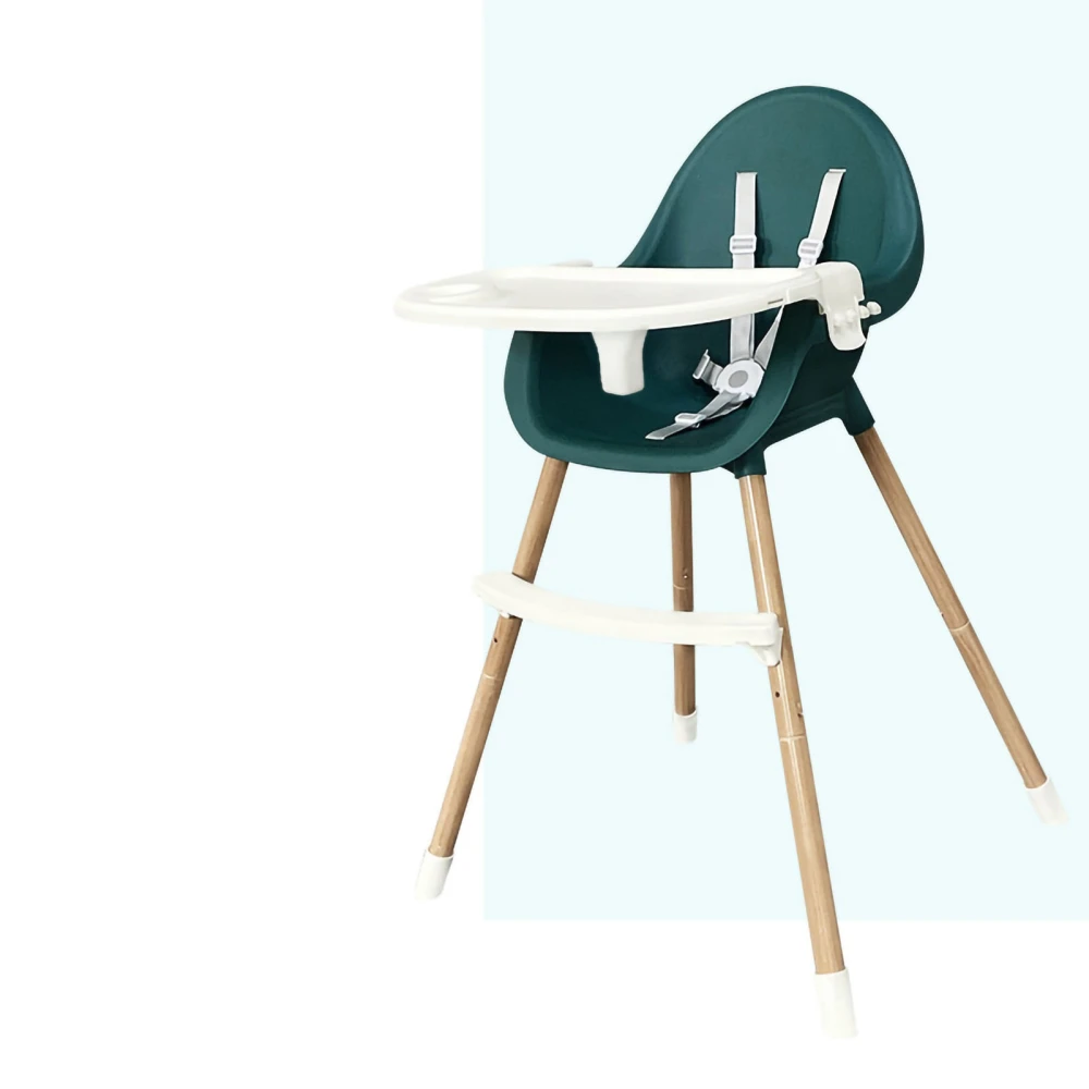 Baby Dining Chair Multifunction Foldable Waterproof Portable Large Single Layer Plate Baby High Chair for Toddler Baby Retro Green