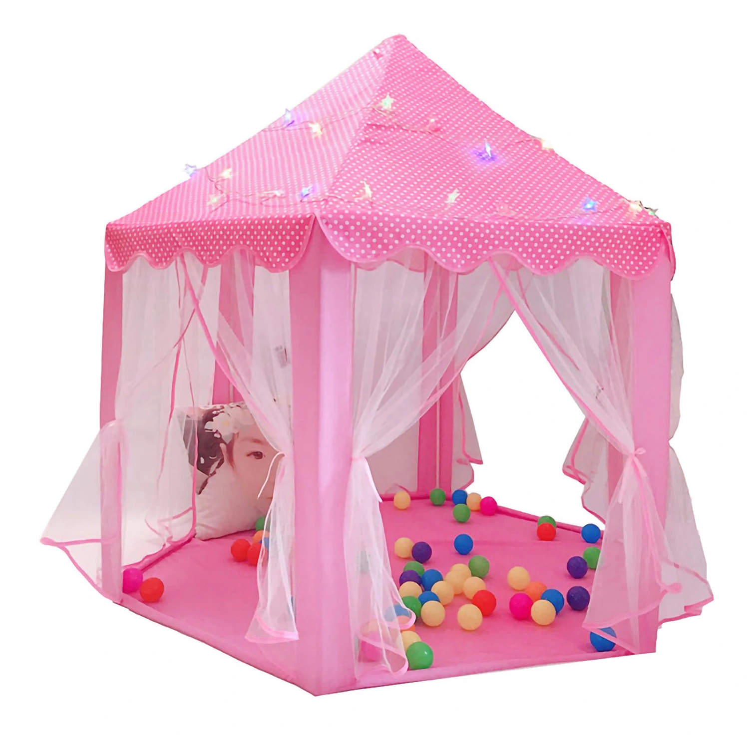 Indoor Kids Tent Beautiful Elegant Anti Mosquito Sleeping Playing Princess Castle Playhouse Tent Pink 2 People
