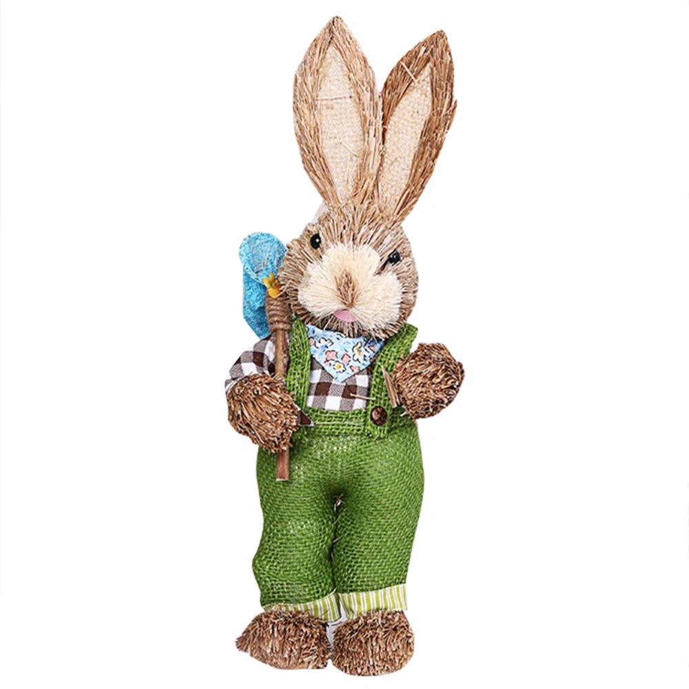 Easter Decorations Simulation Straw Rabbit Bunny Lovely Exquisite Holiday Decor Supplies for Kids Friends