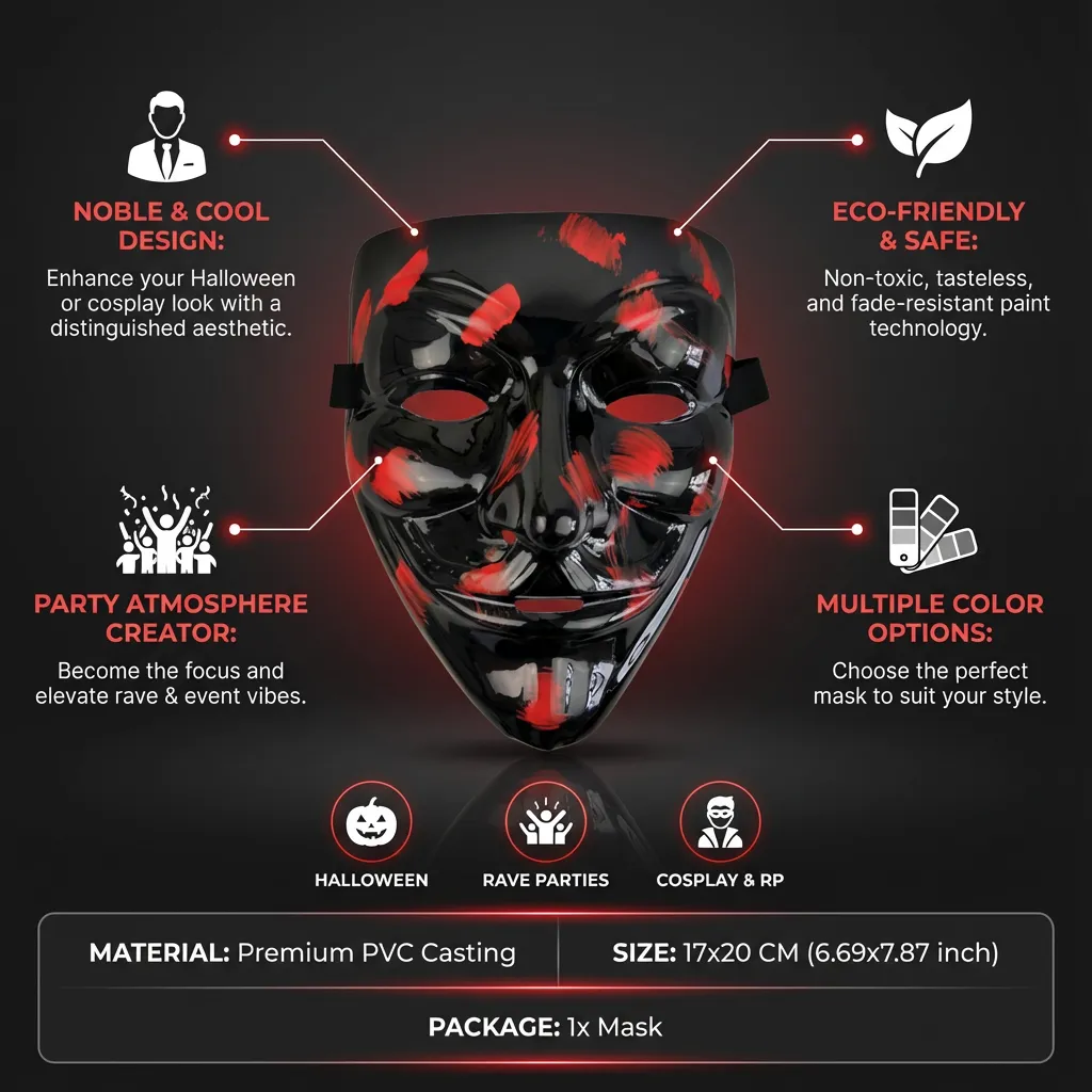 Vendetta Mask Horror Mask for Halloween Fancy Adult Costume Accessories