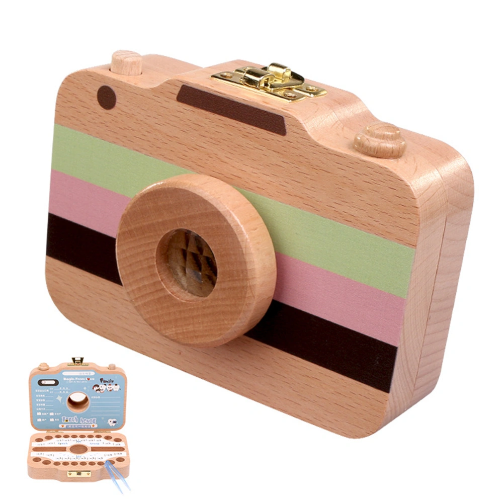 Camera Baby Milk Tooth Wood Storage Box Organizer Fetal Hair Storage Box Tooth Collection Container Gift for Children