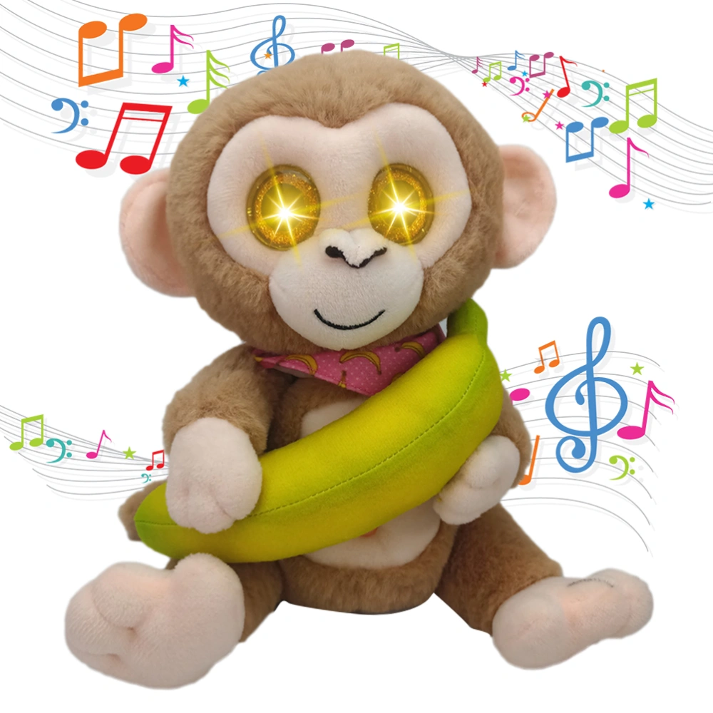 Electric Talking Monkey Soft Plush Toy Lighting Eye Cartoon Monkey Banana Plush Doll Toy Kids Birthday Gift