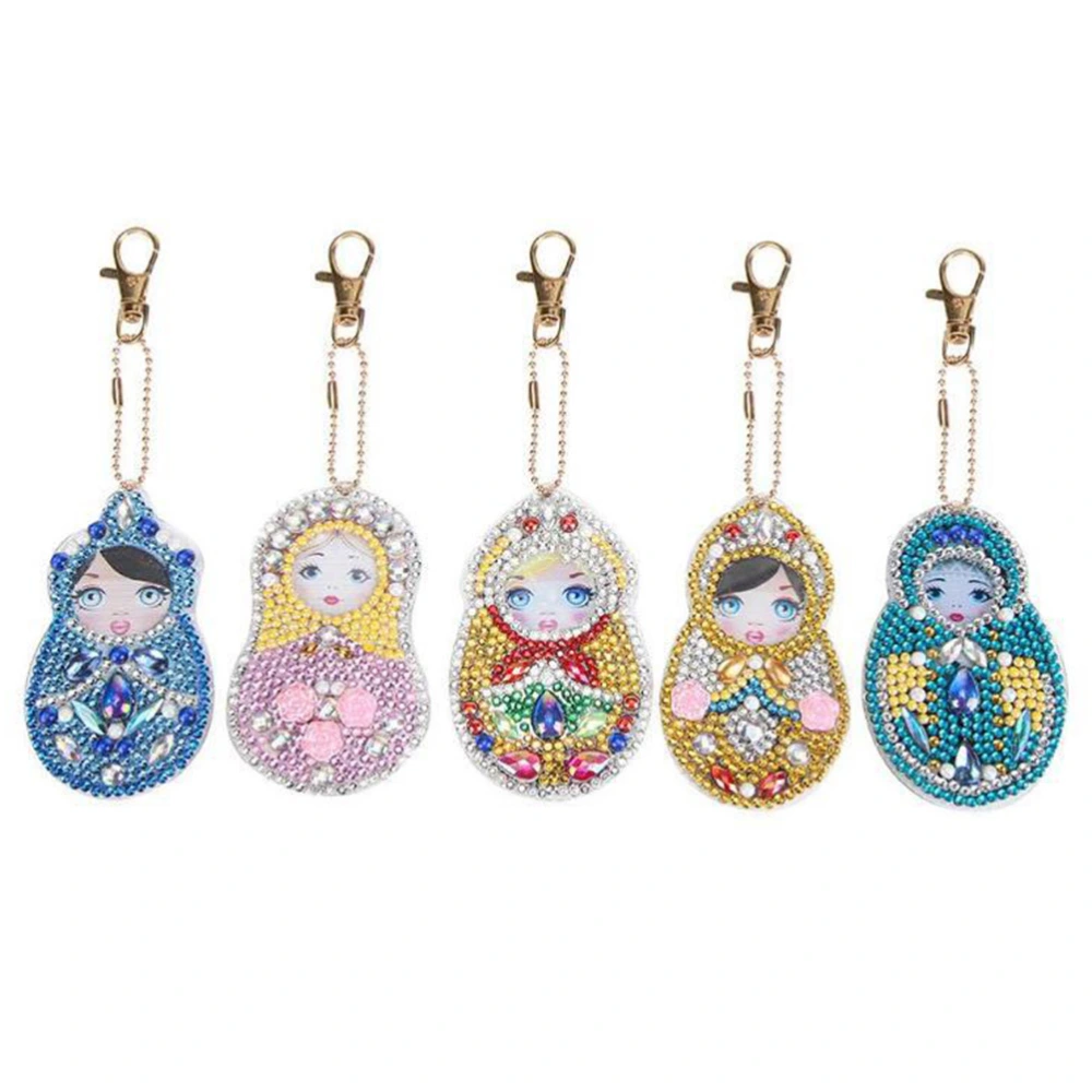 5Pcs Christmas DIY Rhinestone Key Chain DIY Rhinestone Painting Key Chain Christmas Gift