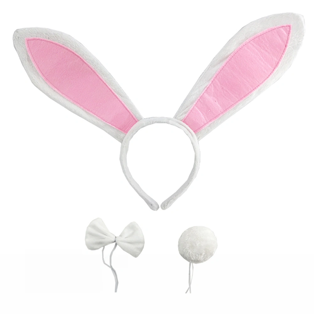 3 pcs/set Easter Bunny Ears Headbands Tails Bow Tie Set for Easter Costume Props