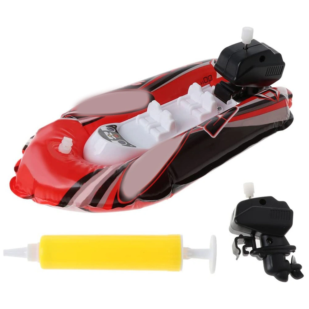 Kids Inflatable Speedboat Bath Toy Pool Toy Wind Up Toy Bath Swimming Pool Outdoor Water Toy for Boys Girls Children