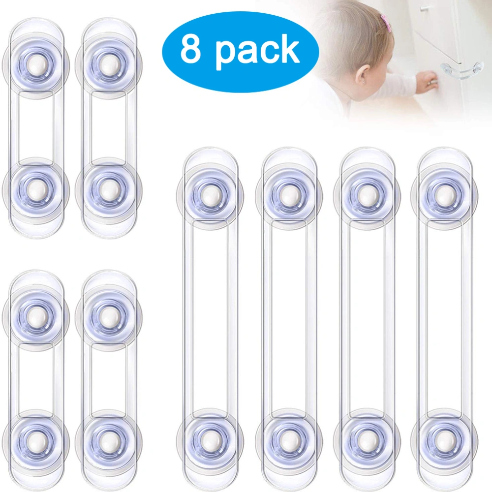 8PCS Child Safety Locks 2 Sizes Transparent Security Locks for Wardrobes Refrigerator