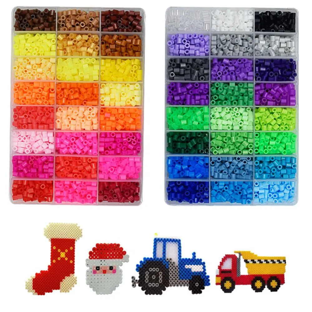 4800pcs 5mm Plastic Tube Beads Toy Beads 24 Color Tube Beads DIY Melty Fuse Small Spacer Beads Refills for Kids Crafts