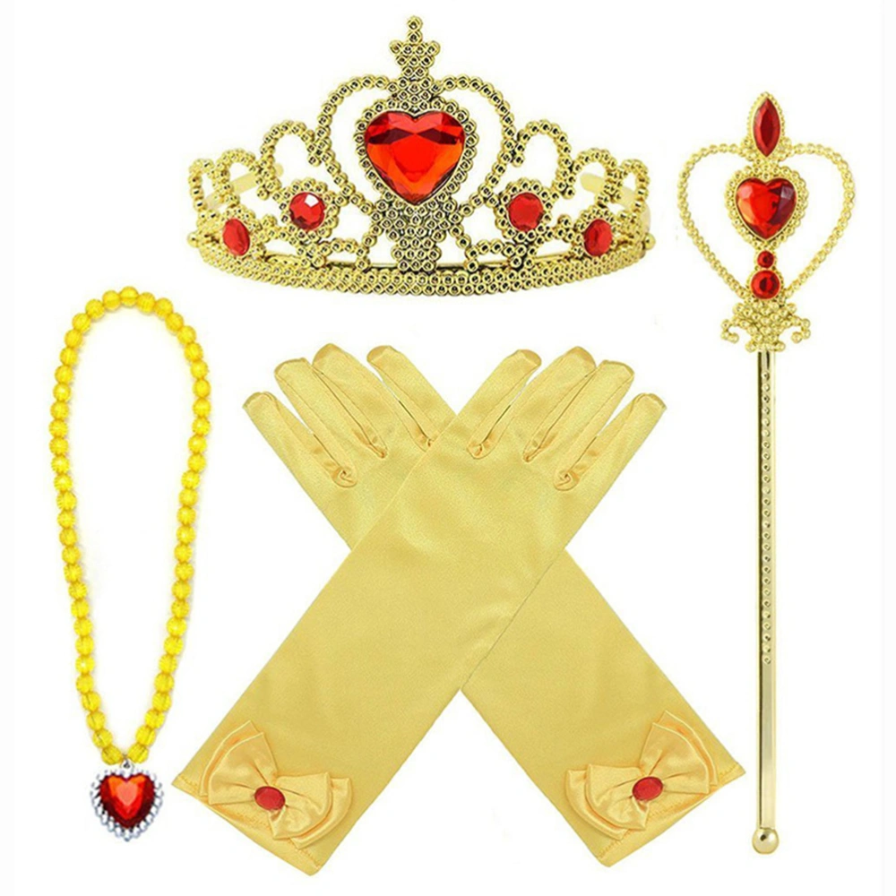 5 pcs/set Princess Dress Up Toys Crowns Wands Necklaces Gloves Earrings Queen Princess Halloween Cosplay Holiday Party Toy