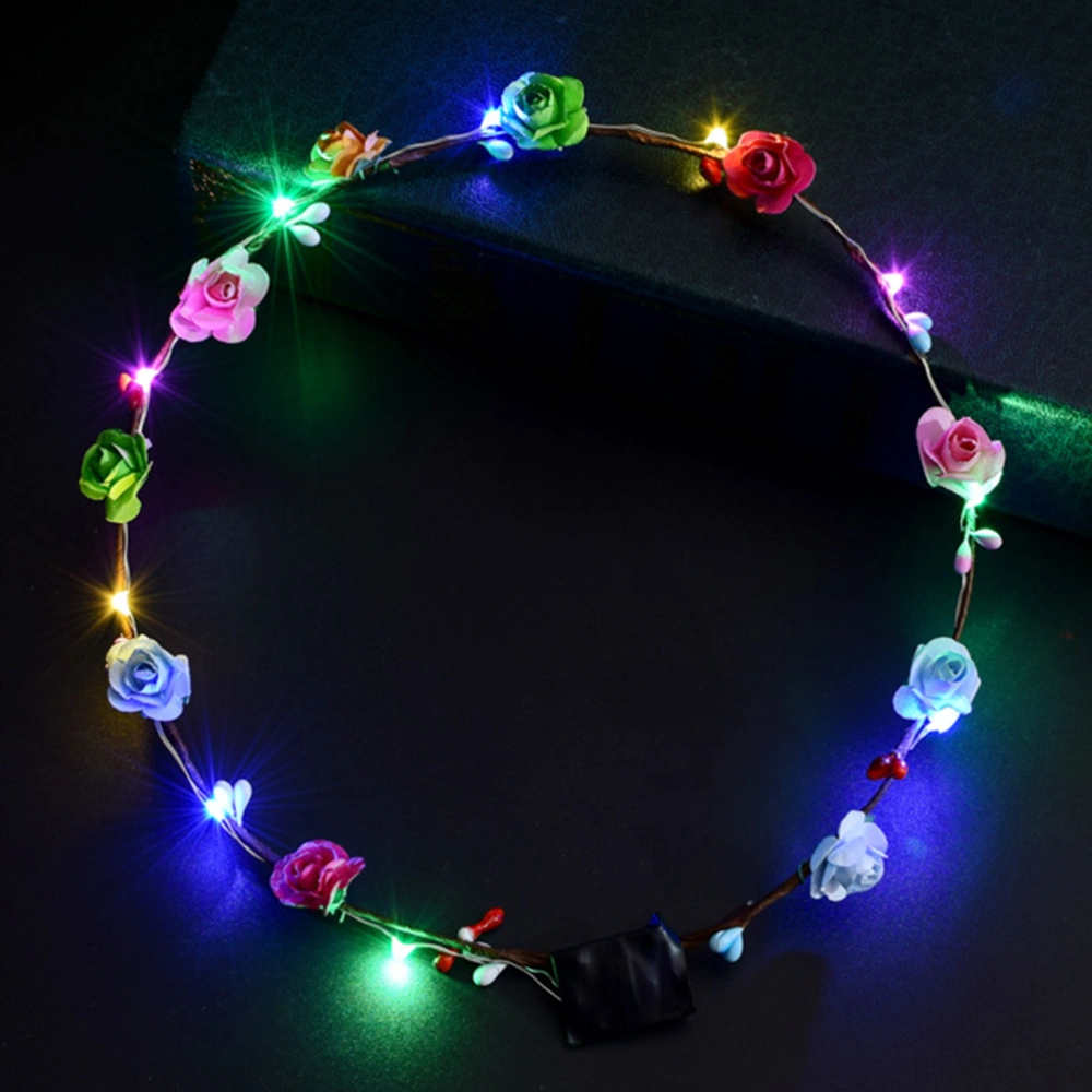 LED Flower Floral Hairband Garland Glowing Wreath Wedding Party Headband