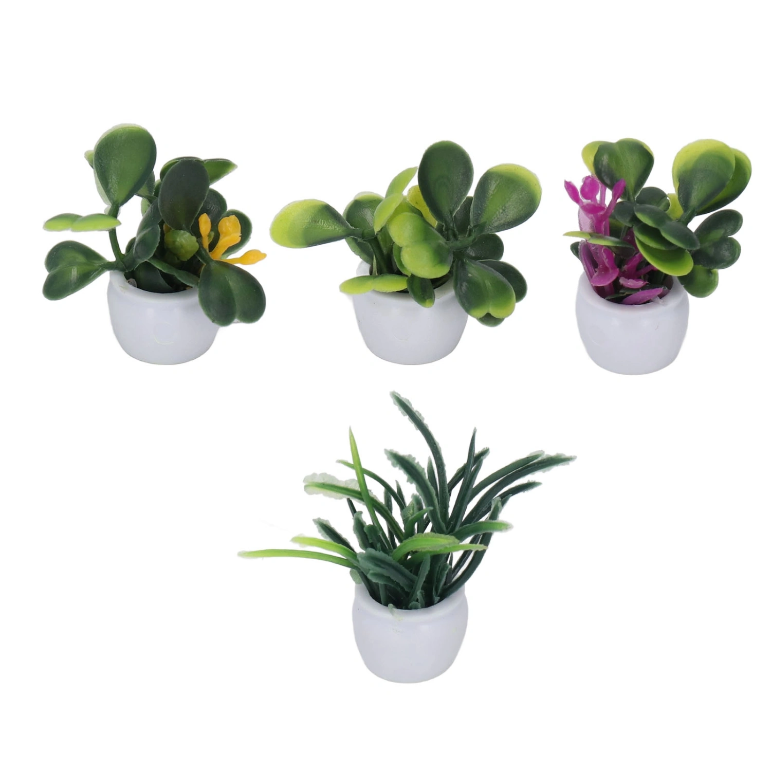 4 Pcs Dollhouse Potted Plant Miniature Artificial Flower Tiny Bonsai for 1:12 Dollhouse Garden Decoration
