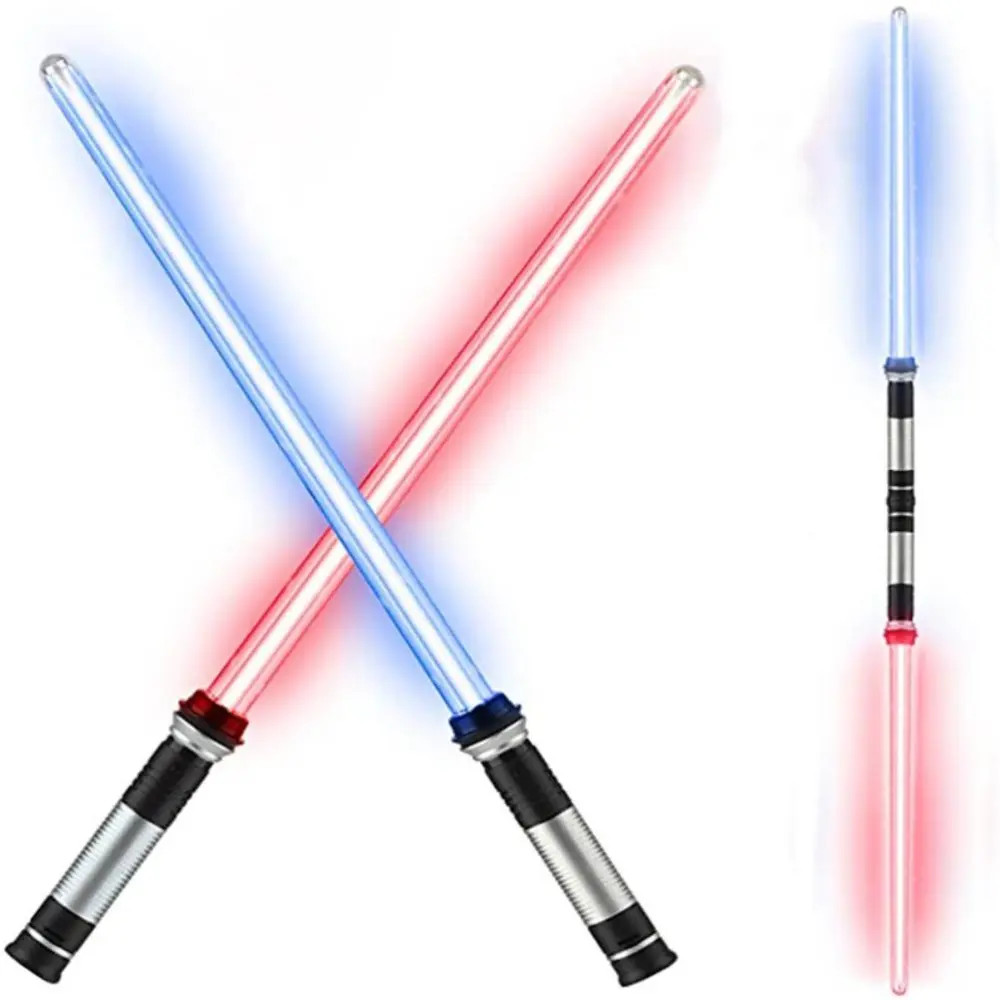 2Pcs 2 in 1 7 Colors Changing Light Up Sword Expandable Light Sword with Sound Cosplay Toy Kids Birthday Halloween Christmas Gifts