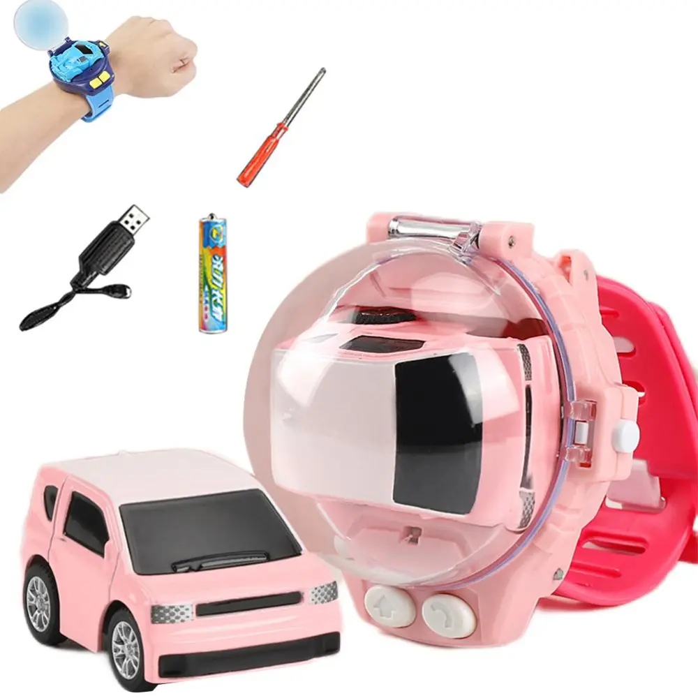 Kids Alloy Watch Remote Control Mini Car Toy 2.4 GHz RC Small Car Toy with LED Light Birthday Christmas Gift for Boys Girls