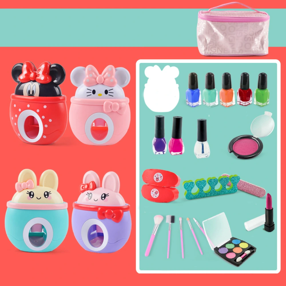 Kids Nail Polish Set Washable Nail Polish Toys Kit Children DIY Manicure Toys Kit Fingernail Jewelry Toys 23pcs Sets Red Mouse