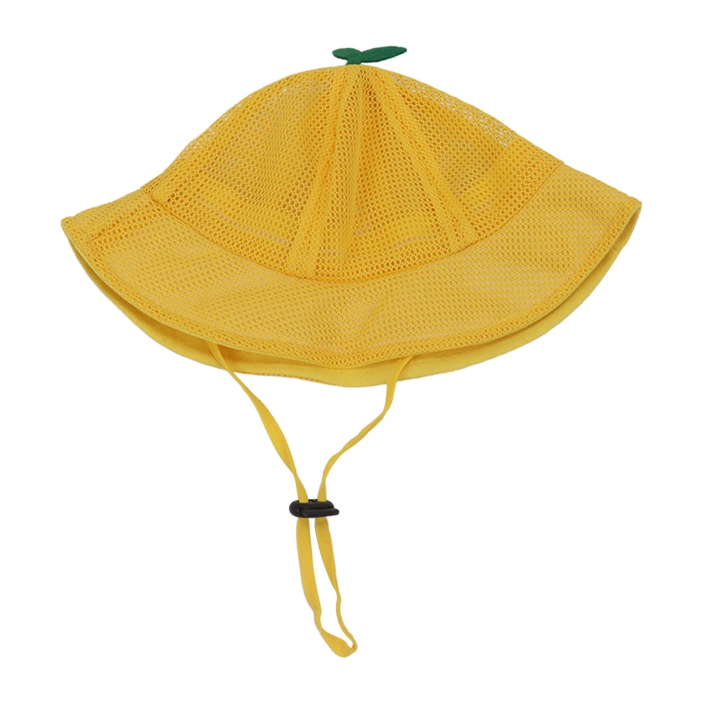 Kids Bucket Hat Mesh Cute Stylish Versatile Breathable Summer Sun Hat with Adjustable Rope for Baby Children Yellow