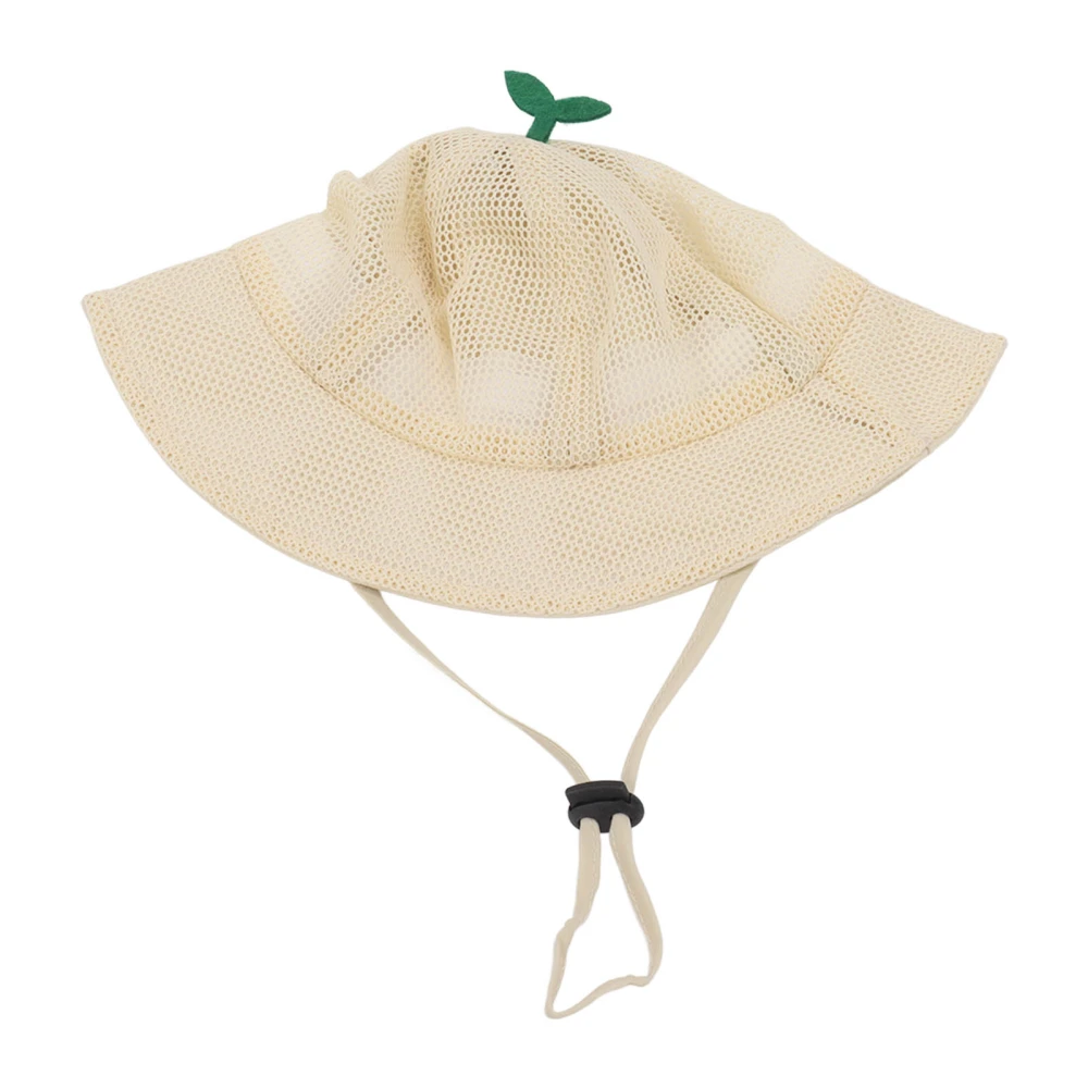 Kids Bucket Hat Mesh Cute Stylish Versatile Breathable Summer Sun Hat with Adjustable Rope for Baby Children Beige