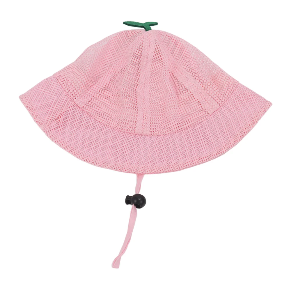 Kids Bucket Hat Mesh Cute Stylish Versatile Breathable Summer Sun Hat with Adjustable Rope for Baby Children Pink