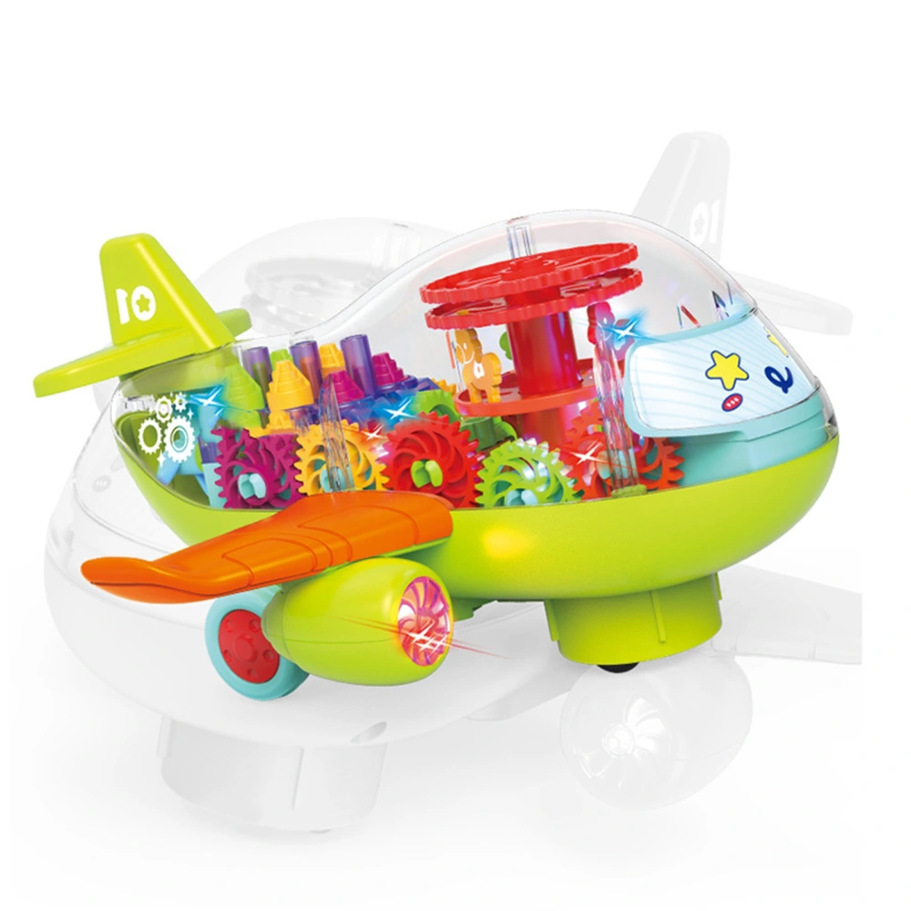 Kids Airplane Toy Educational Cartoon Plane Toys with Lights Music Universal Wheel for Toddlers Boys Girls