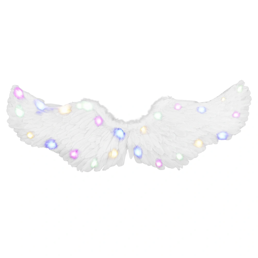 Kids White Glowing Angel Feather Wing Waterproof Wear Resistant Hand Dyed Angel Wing Props for Halloween Christmas L