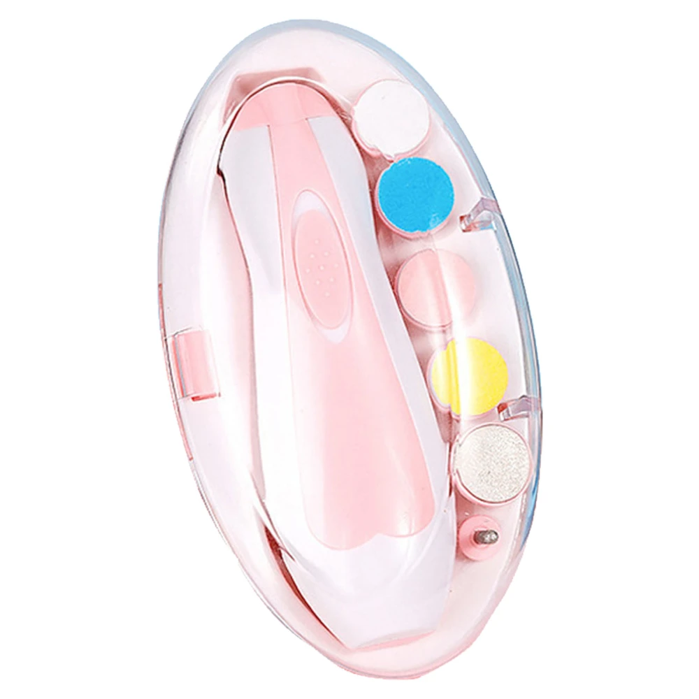 LED Baby Nail File Electric Nail Trimmer Manicure Set Toes Fingernails Care Trim Polish Kit for Toddlers Kids Newborn Pink