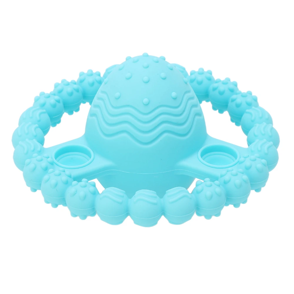 Teething Toy Rattle Sound Bell Chew Toy Soft Silicone BPA Free Food Grade Bright Color for Babies Infants Water Blue