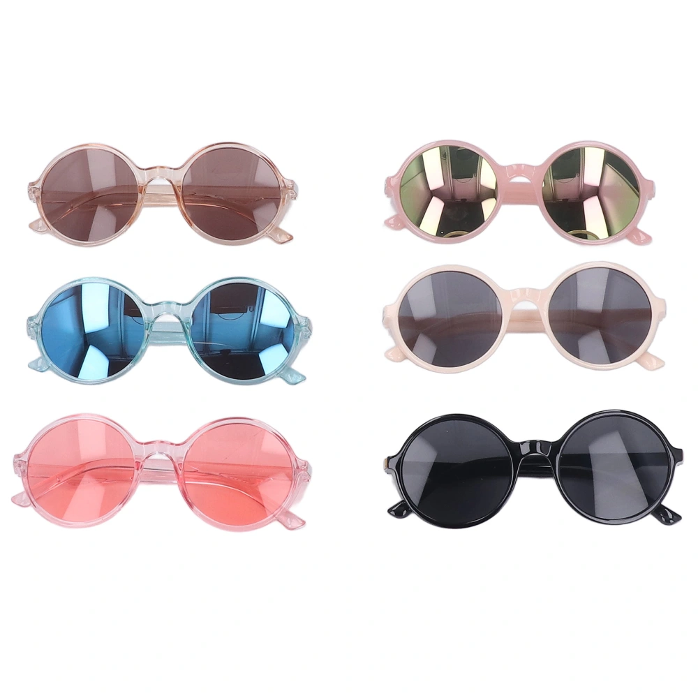 6 Pcs Round Kids Sunglasses Stylish Cute UV Protection Colorful Reflective Sunglasses Toddler Sunglasses