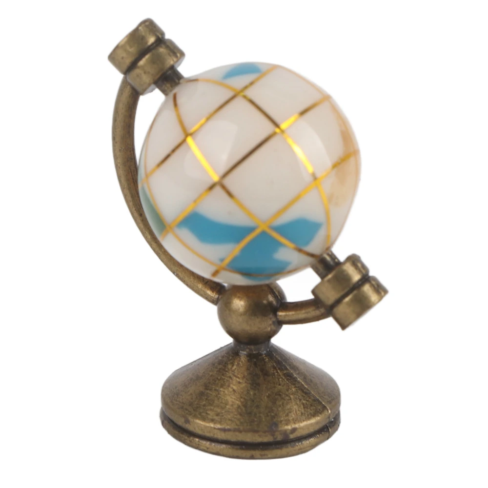 Simulation Mini Globe Safe Tasteless Vibrant Colors Educational Dollhouse Miniature Globe for 1:12 Dollhouses White Ball Copper Base