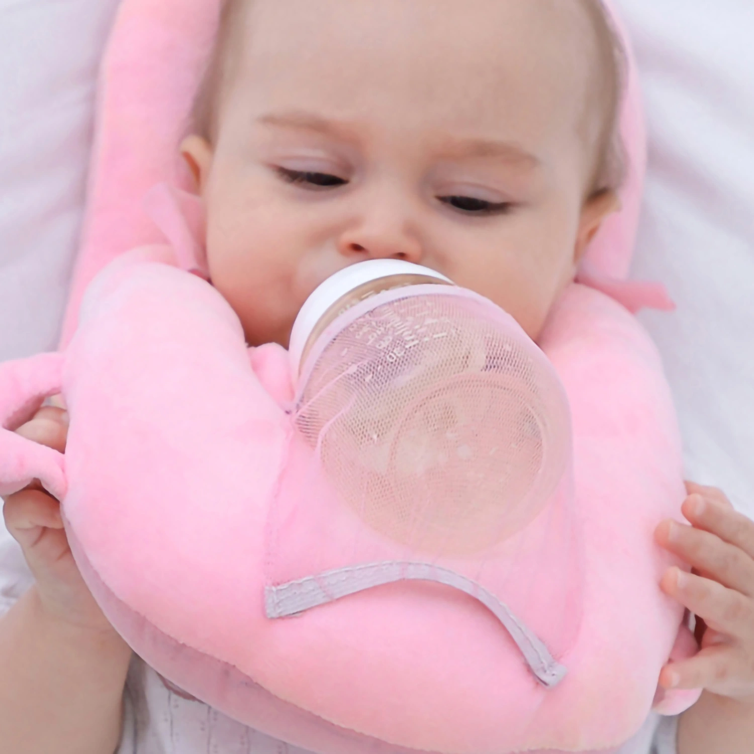 Newborn Feeding Pillows Cotton Breathable Multifunction Adjustable Baby Bottle Holder Pillows for Toddlers Pink Adjustable