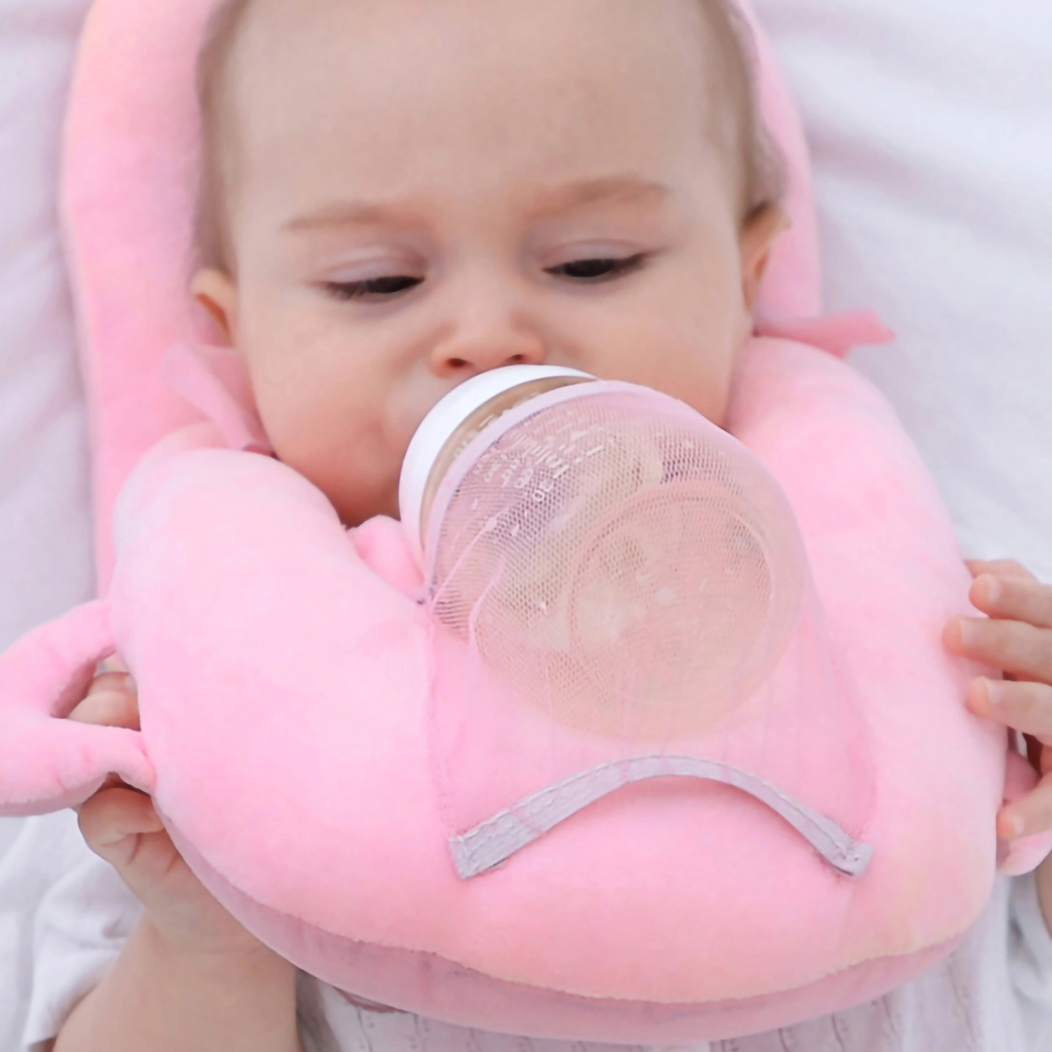 Newborn Feeding Pillows Cotton Breathable Multifunction Adjustable Baby Bottle Holder Pillows for Toddlers Pink Adjustable