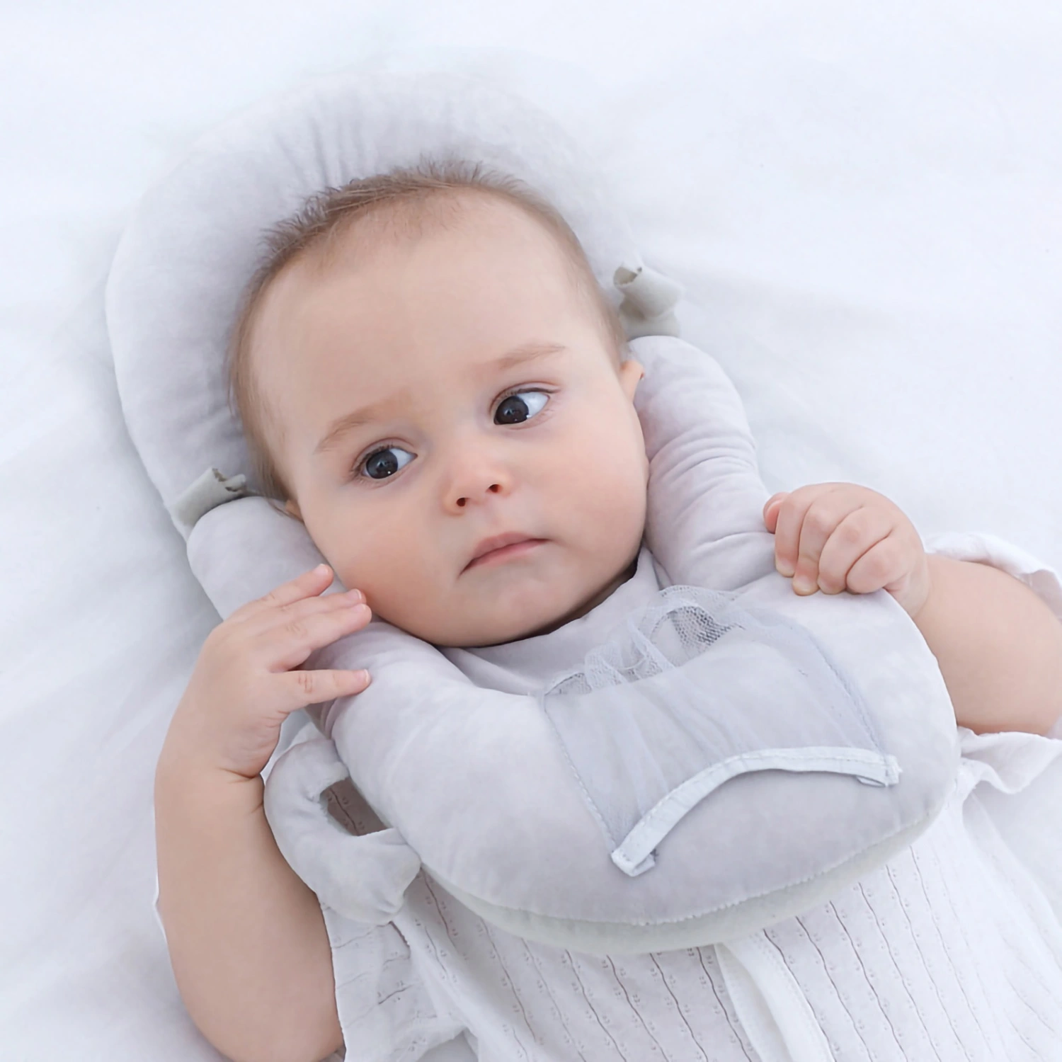 Newborn Feeding Pillows Cotton Breathable Multifunction Adjustable Baby Bottle Holder Pillows for Toddlers Gray Adjustable