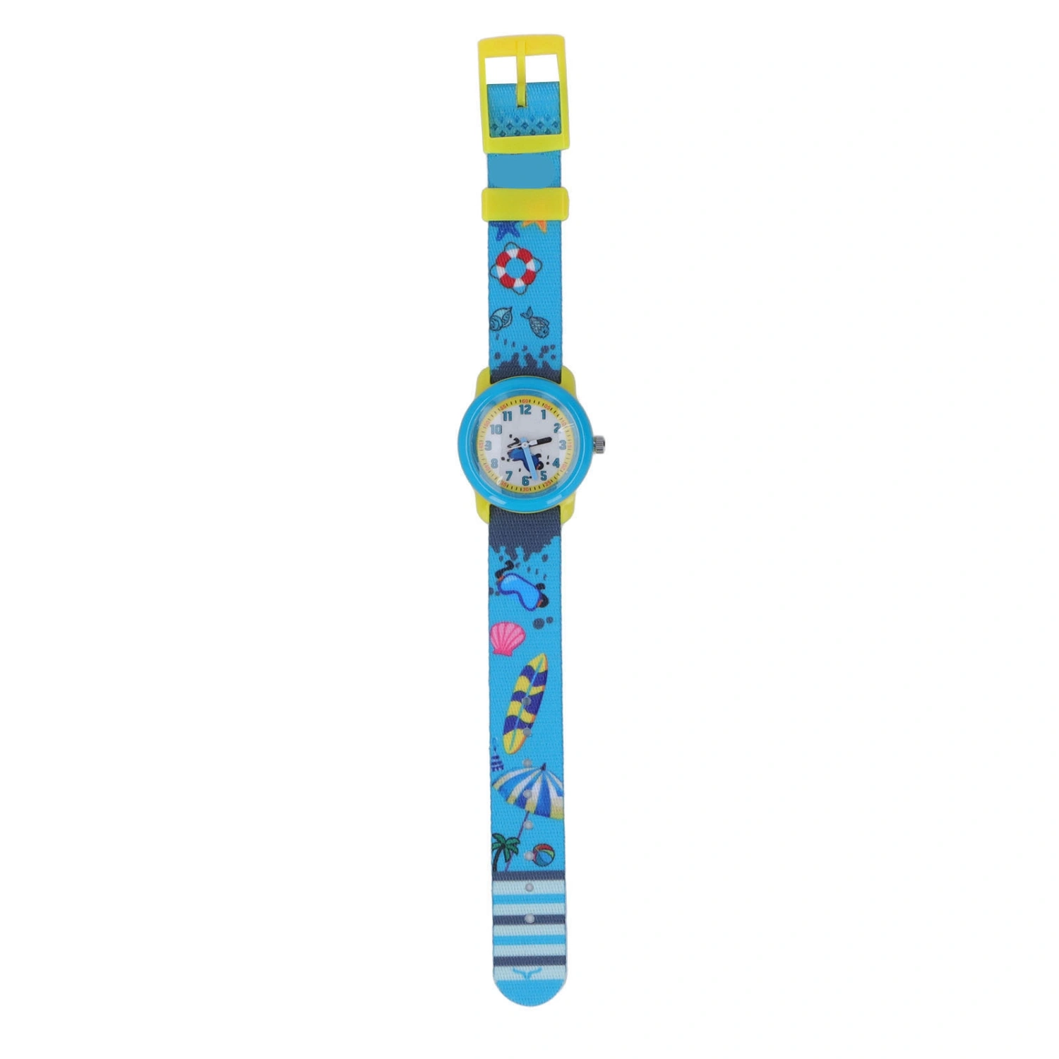 Cartoon Kids Watch Waterproof Adjustable Fabric Strap Time Learning Summer Beach Pattern Toddler Watch for Boys Girls