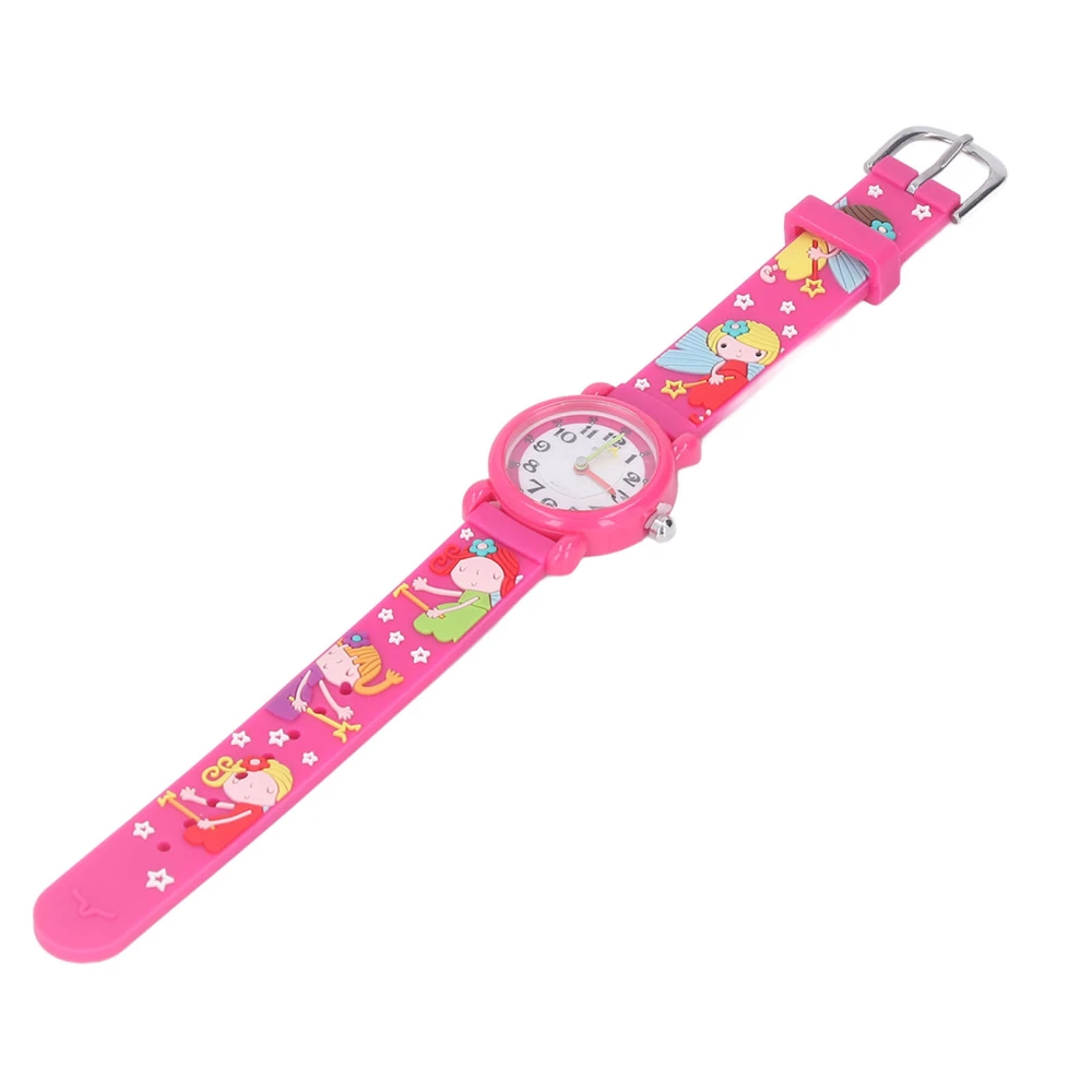 Kids Watch Waterproof Time Teaching Cartoon Soft Wristband Children Gift Watch for 3 to 8 Years Old Rose Red