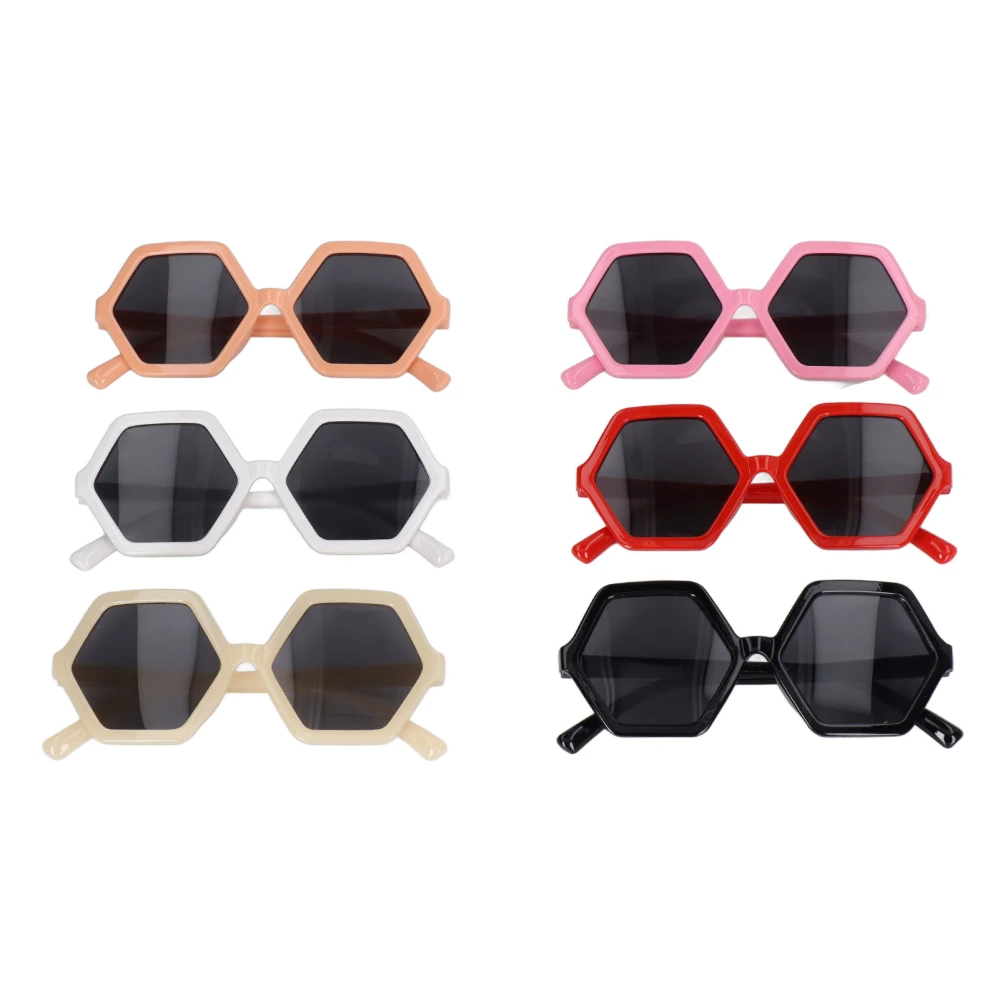 6PCS Children's Sunglasses Colorful Polygonal Ultraviolet Proof Personalized Hexagonal Sunglasses