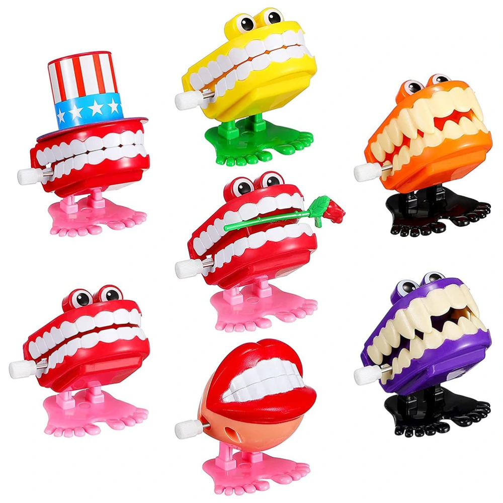 7Pcs Chattering Teeth Wind Up Toy Walking Teeth Novelty Gags Joke Toys Halloween Christmas Party Desktop Decoration Gifts