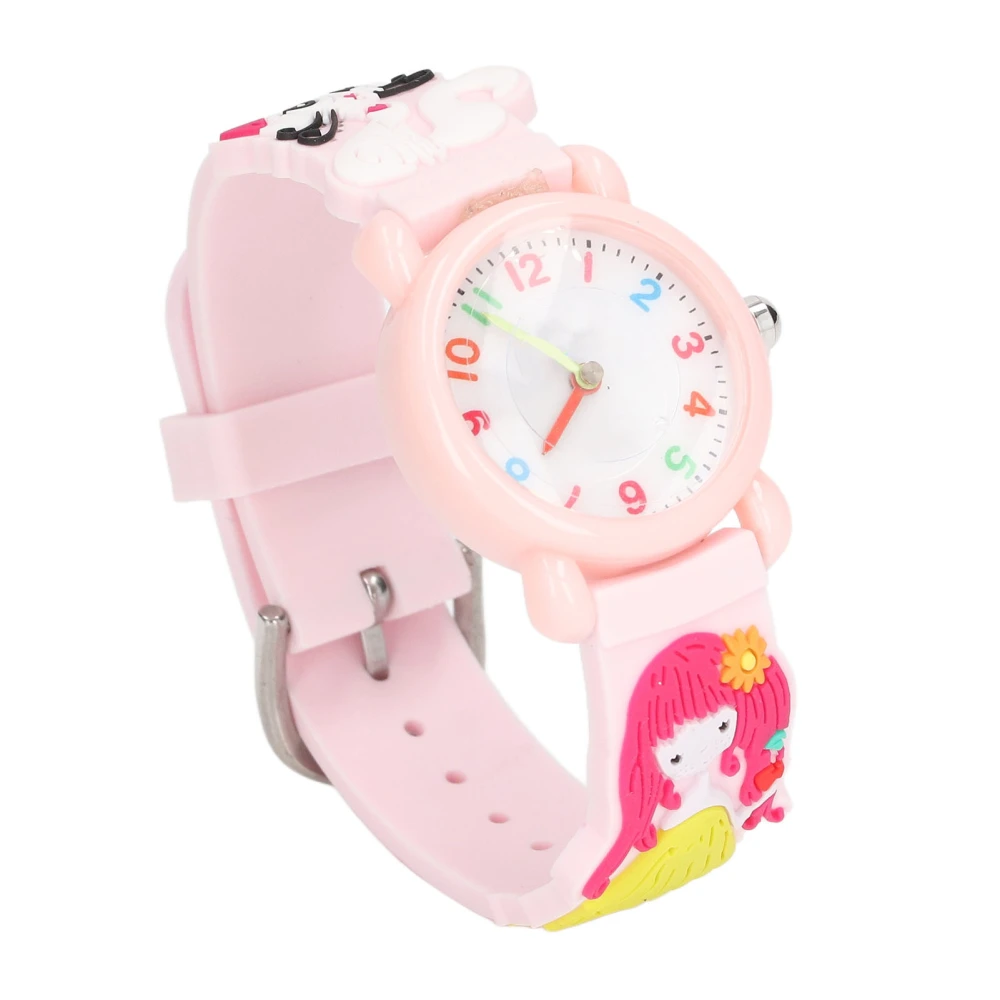 Kids Watches 3D Cartoon Waterproof Silicone Kids Watches Kitten Girl Pattern Cartoon Watch for 3 To 8 Year Old Girls Pink